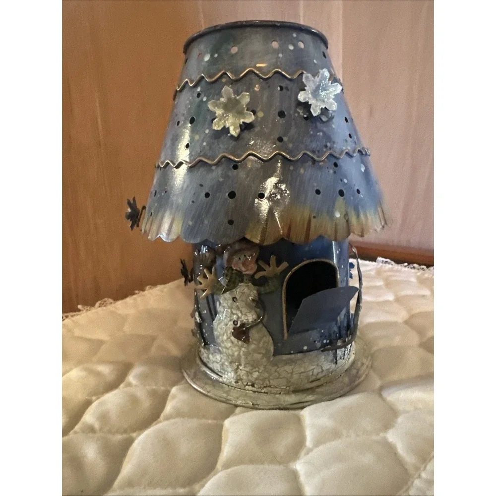Punched‎ Metal Votive/candle/tea Light Holder Lamp. Blue